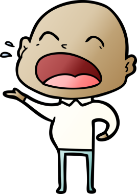 Bir insan tarafından çizilmiş kel adam diye bağıran çizgi film.