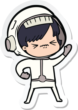 Bir insan tarafından çizilmiş kızgın bir uzay kızının çıkartması.