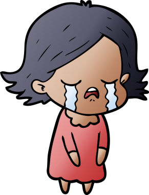 Bir insan tarafından çizilmiş ağlayan çizgi film kızı.