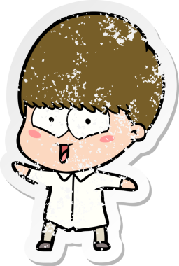 Bir insan tarafından çizilmiş mutlu bir çocuğun sıkıntılı çıkartması.