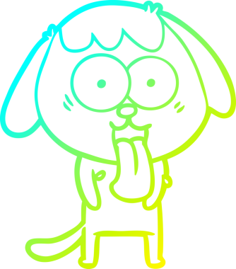 Bir insan tarafından çizilmiş şirin bir çizgi köpeğin soğuk gradyan çizgisi.