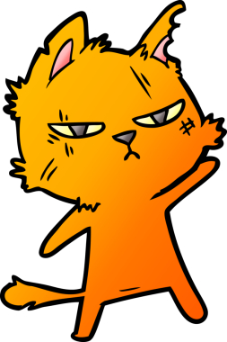 Bir insan tarafından çizilmiş sert çizgi film kedisi.