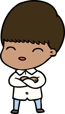 Bir insan tarafından çizilmiş mutlu çizgi film çocuğu.