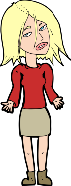 Bir insan tarafından çizilmiş omuz silken çizgi filmdeki kadın.