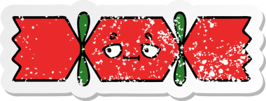 Bir insan tarafından çizilmiş tatlı bir noel krakerinin sıkıntılı çıkartması.