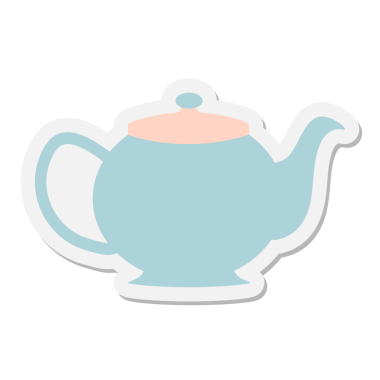 Bir insan tarafından çizilmiş çaydanlık etiketi