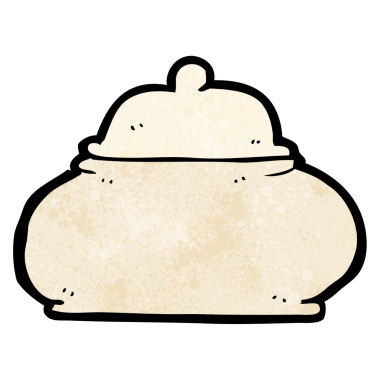 Bir insan tarafından çizilmiş el yapımı karikatür seramik kap.