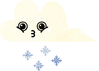 Bir insan tarafından çizilmiş bir kar bulutunun retro çizim tarzı karikatürü