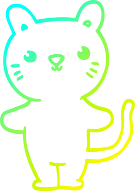 Bir insan tarafından çizilen çizgi film kedisinin soğuk gradyan çizgisi.