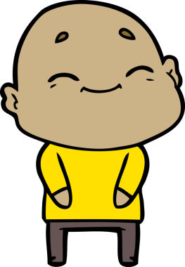 Bir insan tarafından çizilmiş mutlu, kel adam.