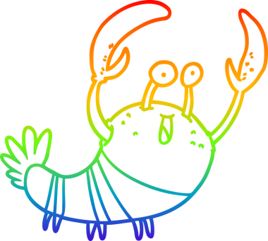 gökkuşağı gradyan çizimi bir insan tarafından çizilmiş bir ıstakoz çizgi filmi