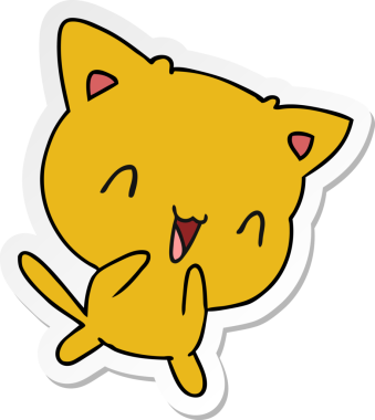 Bir insan tarafından çizilmiş kawaii kedisinin serbest sticker karikatürü.