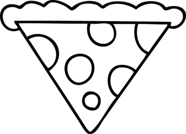 Bir insan tarafından çizilmiş tuhaf bir pizza dilimi.