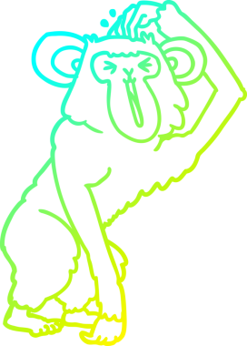 Bir insan tarafından çizilen şempanzenin soğuk çizgi çizimi.