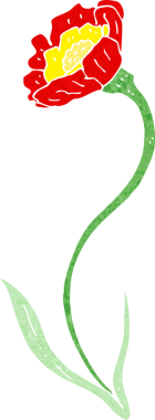 Bir insan tarafından çizilmiş karikatür çiçeği