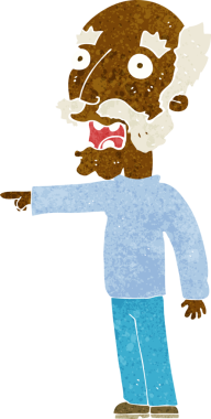 Çizgi filmdeki korkak yaşlı adam bir insan tarafından çizilmiş.