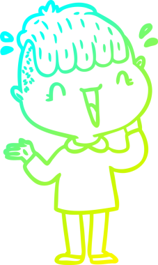 Bir çizgi filmin soğuk gradyan çizimi mutlu bir çocuğun bir insan tarafından çizilmesine şaşırdı