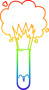 Bir insan tarafından çizilen test tüpünde patlayan kimyasalların çizdiği gökkuşağı gradyanı çizimi