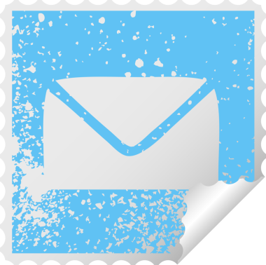 Bir insan tarafından çizilmiş kağıt bir zarfın kare soyma etiketi.