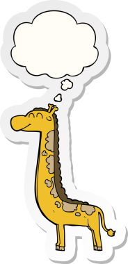 Düşünce baloncuklu karikatür zürafası insan tarafından çizilmiş bir çıkartma.