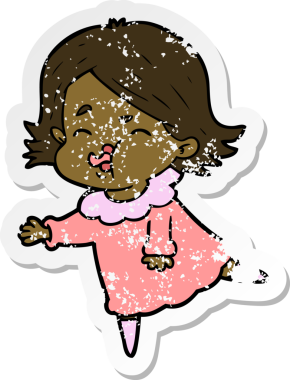 Bir insan tarafından çizilmiş karikatür kızının sıkıntılı çıkartması.