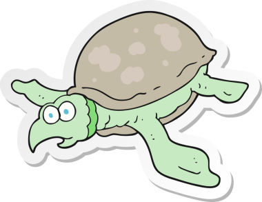 Bir insan tarafından çizilmiş karikatür kaplumbağasının çıkartması.