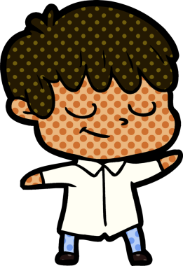 Bir insan tarafından çizilmiş mutlu çocuk çizgi filmi.