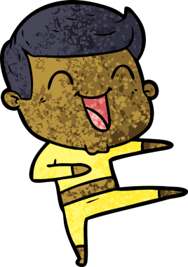 Bir insan tarafından çizilmiş gülen çizgi film adamı.