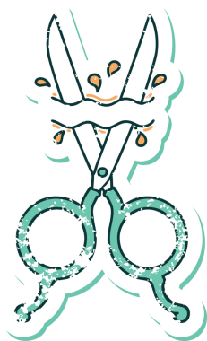 Bir insan tarafından çizilmiş berber makasının sembolik dövmeli görüntüsü