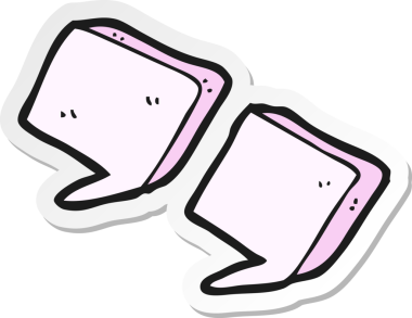 Bir insan tarafından çizilmiş karikatür tırnak işaretleri etiketi