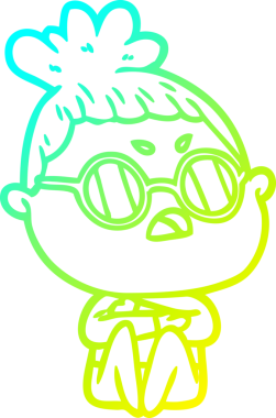 Bir insan tarafından çizilmiş bir çizgi filmin soğuk gradyan çizimi.