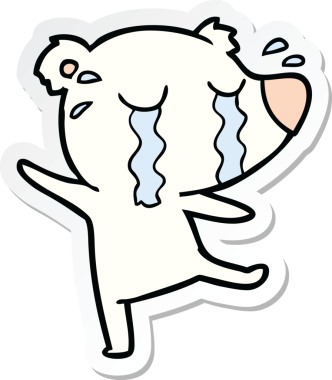 Bir insan tarafından çizilmiş ağlayan kutup ayısının çıkartması.