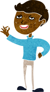 Çizgi filmci bir insan tarafından çizilmiş mükemmel bir jest yapıyor.