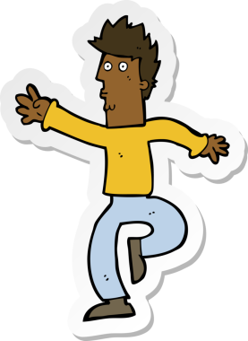 Bir insan tarafından çizilmiş bir karikatür çıkartması.