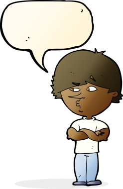 bir insan tarafından çizilmiş konuşma balonu olan şüpheli bir adam.