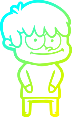 Bir insan tarafından çizilmiş mutlu bir çizgi film karakteri çizimi.