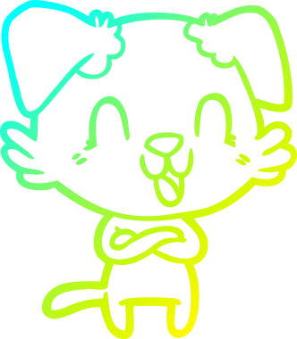 Bir insan tarafından çizilmiş gülen çizgi film köpeğinin soğuk çizgisi.