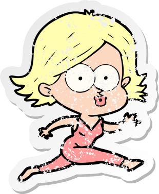 Bir insan tarafından çizilmiş karikatür kızının sıkıntılı çıkartması.