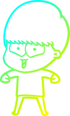 Bir çizgi film karakteri çizen soğuk çizgi bir insan tarafından çizilmiş mutlu çocuk.