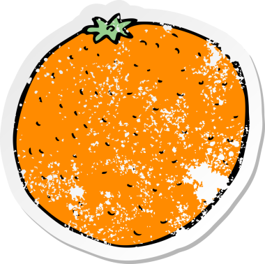 Bir insan tarafından çizilmiş portakal çizgi filminin gerilimli yapıştırması.