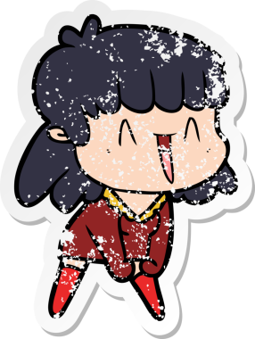 Bir insan tarafından çizilmiş karikatür bir kadının sıkıntılı çıkartması.