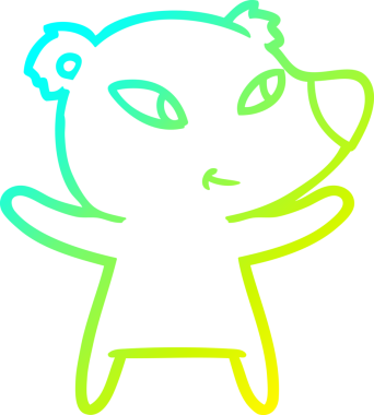 Bir insan tarafından çizilmiş şirin bir çizgi film ayısının soğuk gradyan çizgisi.