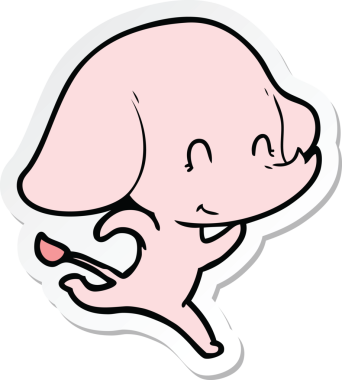 Bir insan tarafından çizilmiş şirin bir fil çıkartması.