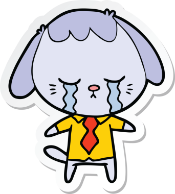 Bir insan tarafından çizilmiş, ağlayan bir köpeğin çıkartması.