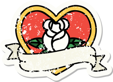 Bir insan tarafından çizilmiş, geleneksel bir kalp dövmesi, gül ve bayrak şeklinde.