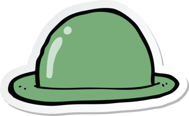 Bir insan tarafından çizilmiş çizgi film melon şapkasının çıkartması.