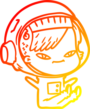 Bir insan tarafından çizilmiş bir astronot kadın çizgi çizimi.