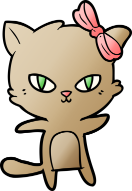 Bir insan tarafından çizilmiş sevimli çizgi film kedisi.