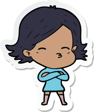 Bir insan tarafından çizilmiş bir karikatür kadının çıkartması.