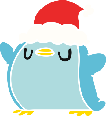 Bir insan tarafından çizilmiş kawaii pengueninin el çizimi karikatürü